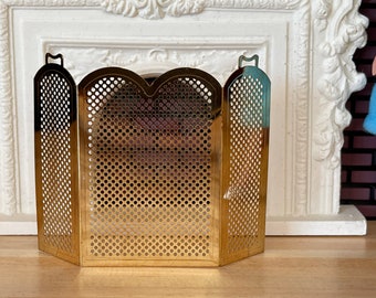 Dollhouse Miniature Brass Firescreen - 1:12 Scale Fireplace Accessory, 2.5" Tall X 3" Wide - View #7