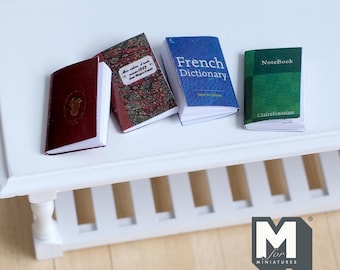 Miniature Study Books with Empty Pages 1:12 Scale Dollhouse Decor Learning Book Covers (no content) - C035