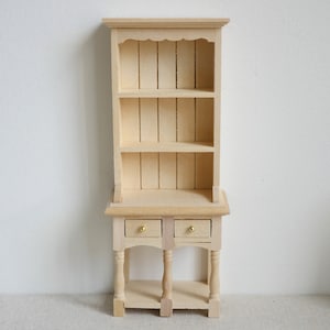 Dollhouse miniature unfinished wood narrow cabinet bookshelf dolls house multipurpose storage 1:12 scale miniature furniture - J008