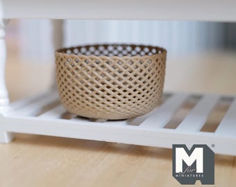 Cesta ovalada miniatura de imitación de mimbre para casa de muñecas a escala 1:12, cesto de ropa de ratán, contenedor de almacenamiento de 3,4 cm de alto (beige) - C012