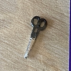 May include: A small, black pair of scissors with silver handles.