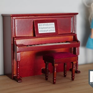 Dollhouse vertical upright piano 1 12 scale miniature
