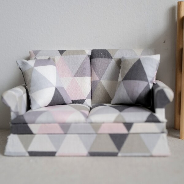 Dollhouse armchair cushion dolls house twin seat sofa 1 12th scale miniature