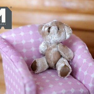 1:12 Dollhouse Supplies  miniature plush bear doll with adjustable arms and legs(Velvet) - G038