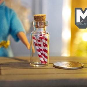 1:12 Dollhouse miniature kitchen glass container, dollhouse candy bottle, candy jar, snack container,large candy cane jar - I038