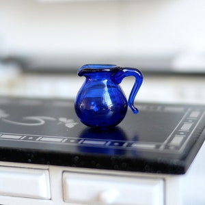 1:12 Miniature Dollhouse Supplies Blue Glass Kettle Bottle / Dollhouse Supplies Miniature Glass Jug - E098