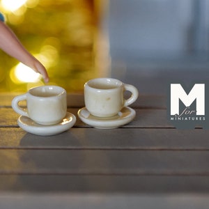 1:12 miniature ceramic coffee mug with handle tea cup 2 sets 4 pcs total - A076