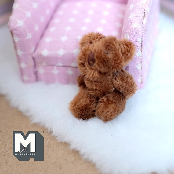 Miniature Plush Bear Doll 1:12 Scale Dollhouse Decoration 1-3/4 inch tall (brown) - G029