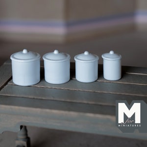 1:12 Dollhouse Miniature White Canister Set - A017