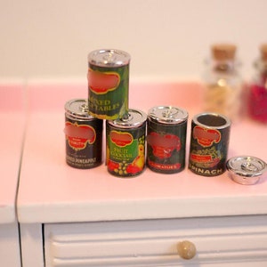 Dollhouse Miniature Friut Tin Cans set in 1:12th Mini Friut Tin Cans E095 image 1