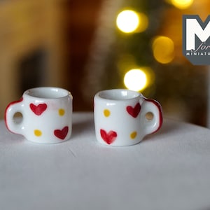 1:12 miniature ceramic coffee mug with handle tea cup set of 2 - A076