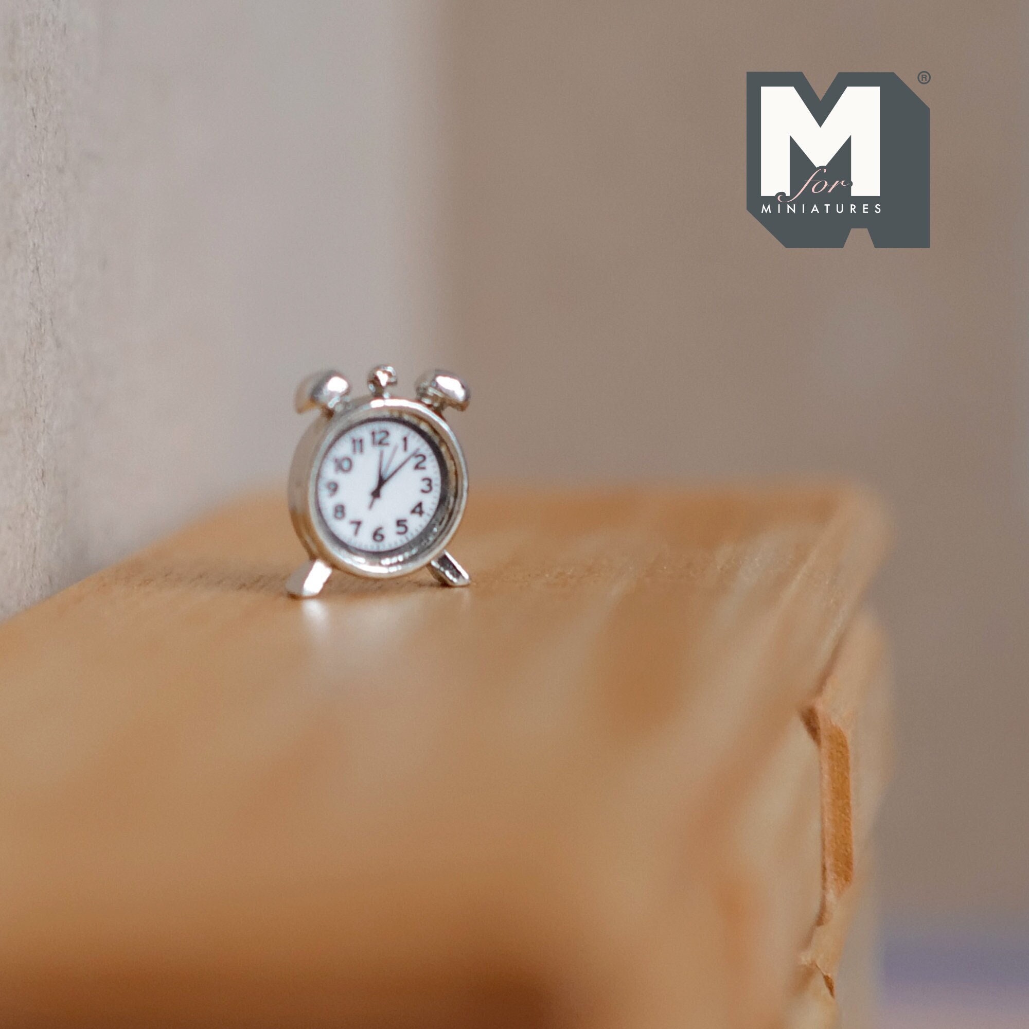 thumbnail image 2 of 1:12 Miniature Twin Bell Alarm Clock / Metal Loud Alarm Clock / Dollhouse Supplies Alarm Clock - H025 2 of 13