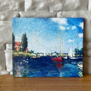 1:12 Miniature Canvas Docked Sailboats , Miniature Painting (printed on canvas) - F053