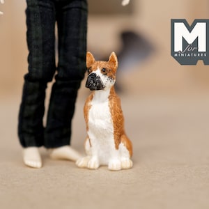 1:12 Puppenhaus Miniatur Boxer / Dollhouse Miniatures Hund 1 12th pet C055