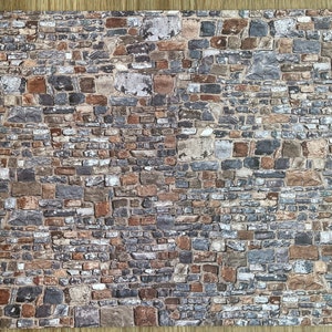 Embossed Dollhouse Stone Wall Sheet Old Stonewall , Limestone Wall , Field Stonewall , Boulder Wall 16&quot; x 11-5/8&quot;