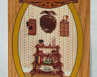 Dollhouse Furniture DIY Kit with Tiered Stand Wall Telephone and Spice Chest (Self assemble and paint) from Chrysnbon - H002