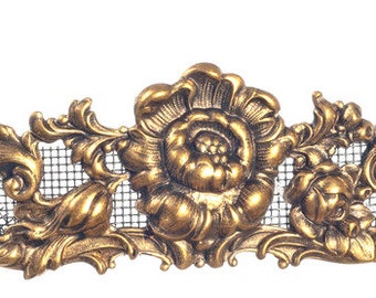 1:12 Dollhouse Supplies Miniature Fireplace Screen , Dollhouse Fire Screen, Fire Guard , Embossed Flowers Metal Fireplace Screen - F017