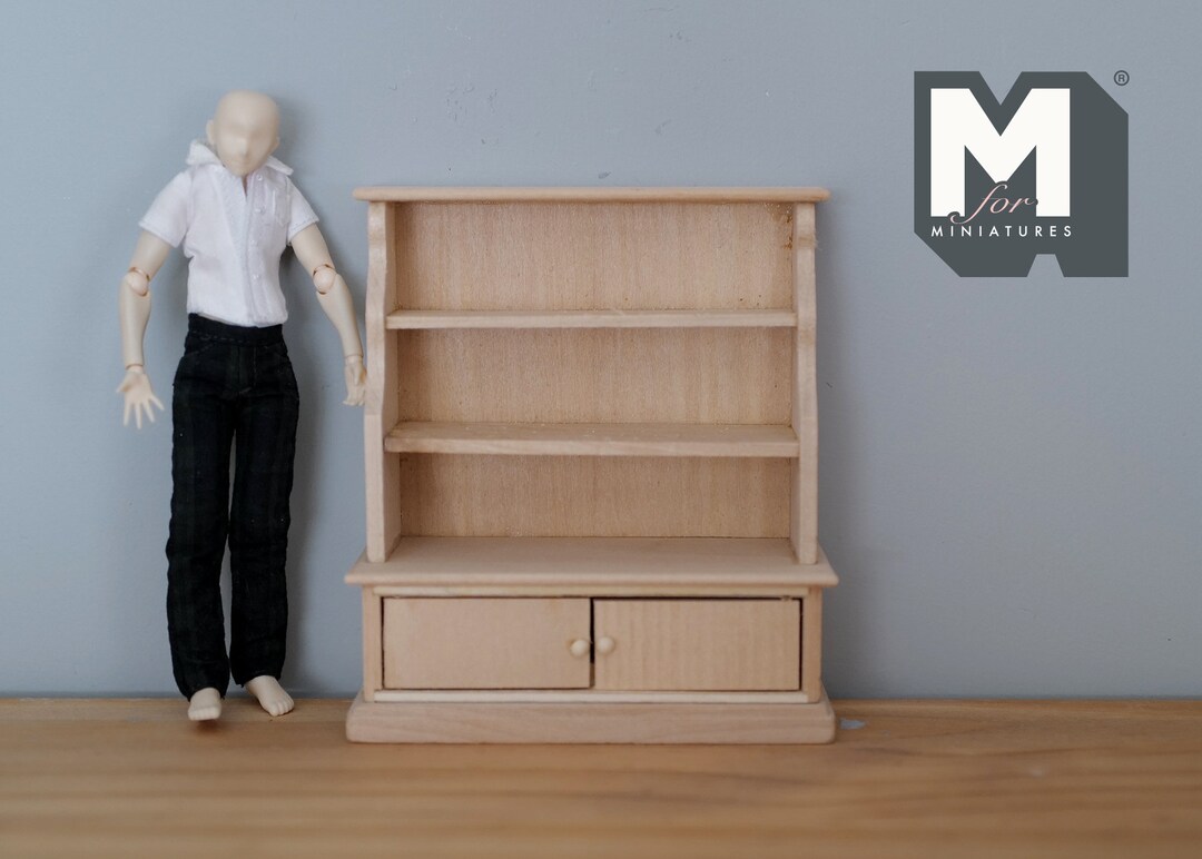 Dollhouse Bookshelf Dolls House Unpainted Multipurpose Storage 1 12th
