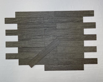 Miniature Wood Textured Vinyl Floor Planks 1:12 Scale Dollhouse Self-Adhesive Flooring 3-15/16 inch long 20-piece set (dark gray) (A) - Y7