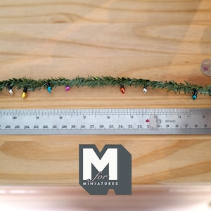 1:12 Dollhouse miniature Christmas Garland Christmas Decoration for Tree or Wall / artificial pine wired roping with Colored Bulbs - i023