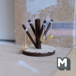 Torre tiragraffi per gatti in miniatura in scala 1:12, altezza 1-1/4 pollici (legno) - B037