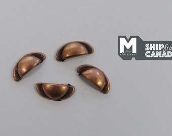 Dollhouse Miniature Half Moon Cabinet Pulls Dresser Pulls Drawer Pulls Door Pulls Bronze 4 Piece Pack (H) A049