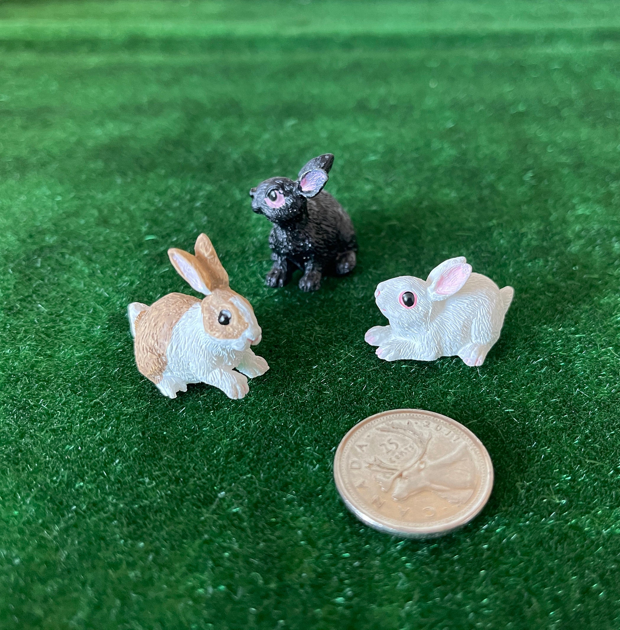 Miniature Brown Rabbits 1:12 Miniature Bunnies Set of 3 , Miniature Rabbits , Miniature Hare ...