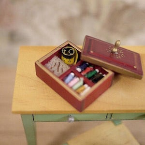 Dollhouse needlework box set dolls house stitching kit 1 12th scale miniature - C075