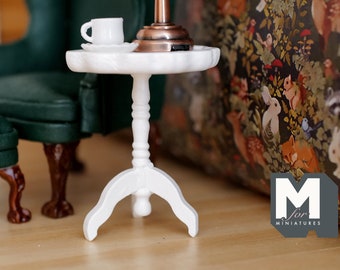 Poppenhuisbenodigdheden Miniaturen Bijzettafel, witte salontafel woonkamertafel 1 miniatuur salontafel schaal 12 D044