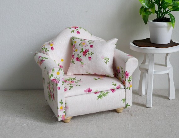 Dollhouse Armchair Cushion Dolls House Floral Style Single Etsy