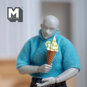 Doll Miniature Soft Ice Cream Cone Sliced Kiwi (non-edible) - H021