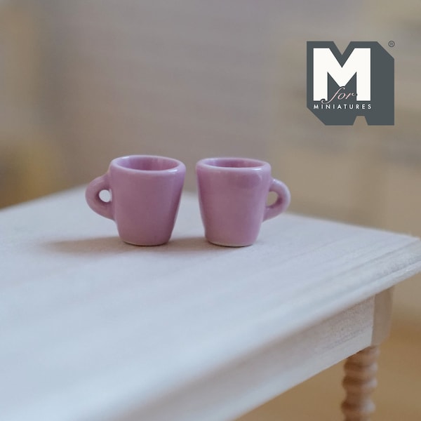 1:12 miniature ceramic coffee mug with handle tea cup set of 2 - WS3C H019