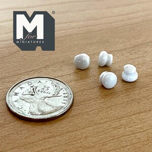 1:12 Scale Miniature Ceramic Dollhouse Door Knobs, Set of 4, 3/16 inch dia. (white)