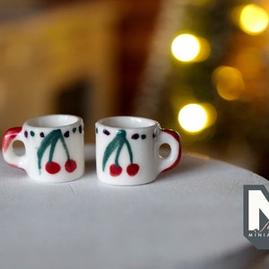 1:12 miniature ceramic coffee mug with handle tea cup set of 2 - A076