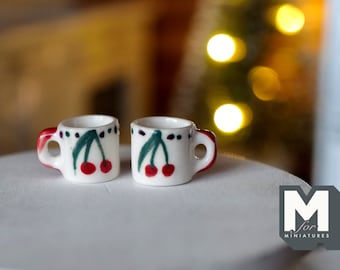 1:12 miniature ceramic coffee mug with handle tea cup set of 2 - WS3C