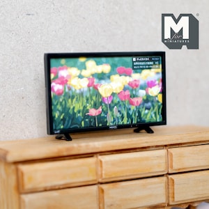 Puppenhaus Fernseher mit austauschbaren Bildschirmen 1:12 Miniatur Tv (Kunststoff) - H024