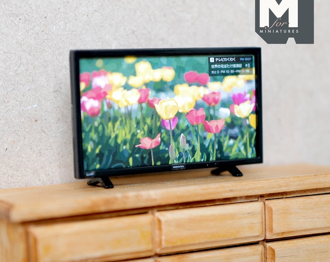 1/4 and 1/6 Scale, Large Dollhouse Flat TV With Remote, Miniature ...
