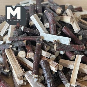 1:12 Scale Miniature Split Logs 50g Bag, Firewood for Dollhouse Fireplace and Log Pile, Unfinished Wood, Dollhouse Craft Supply