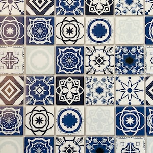 Embossed Dollhouse Supplies Brick Sheet Blue Mediterranean Tiles - 16&quot; x 11-5/8&quot;
