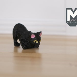 1:12 Dollhouse Miniature Katze Kätzchen 1 12th Haustier (Schwarz) - C048