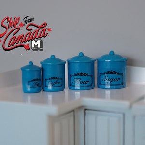 1:12 Dollhouse Miniature Blue Canister Set - A017