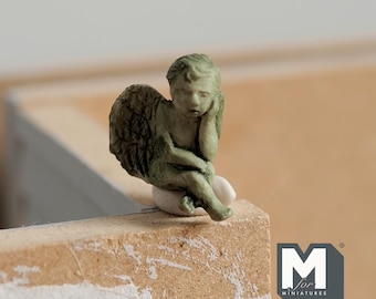 Dollhouse Fairy Tale 1:12 Scale Miniature Angel Figurine 15/16 inch tall (cast resin) (gray) - I052