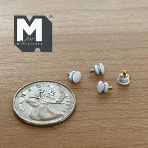 1:12 Scale Miniature Metal Dollhouse Door Knobs, Set of 4, 3/16 inch dia. (white)