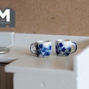 1:12 miniature ceramic coffee mug with handle tea cup set of 2 - A076