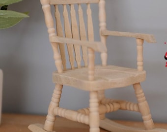 Dollhouse miniature unfinished / unpainted furniture / unfinished rocking chair dolls house furniture rocker 1 12th scale miniature - I022