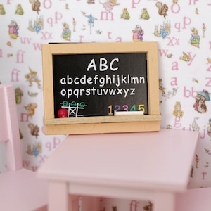 1:12 Dollhouse Supplies decoration miniature wooden chalk board chalkboard blackboard black board chalk with wooden frame G034