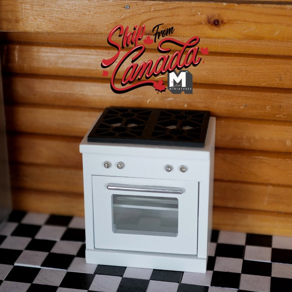 Cocina en miniatura para casa de muñecas 1:12 con estufa y horno de 4 quemadores