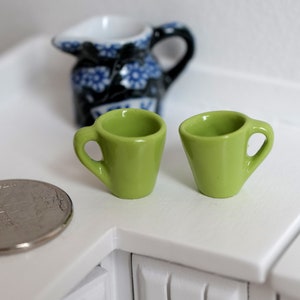 1:12 miniature coffee mug with handle tea cup set of 2 (Green) - A023