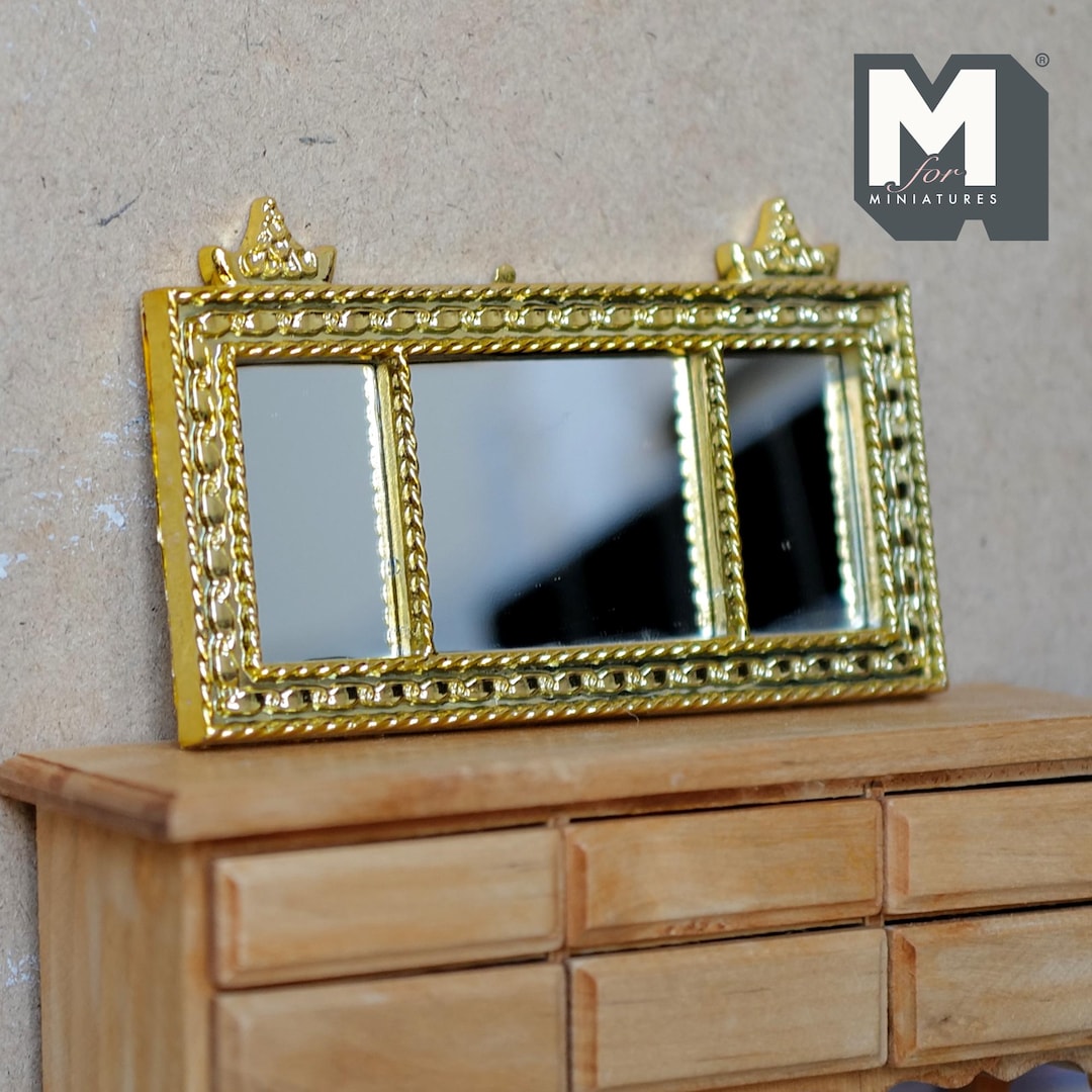 Mini Model Mirror Miniature Mantel Mirror 1:12 Scale Dollhouse Supplies Ornate Frame ...