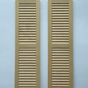 Dollhouse Louvered Wood Shutters Bifold Closet Doors Miniature Unfinished Wood Folding Doors 2 Pack Set - Hinges sold separately - I026